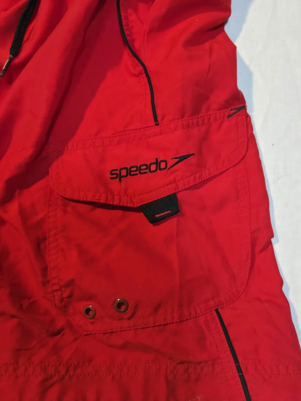 Speedo Red Men's Swim Trunks with Black Drawstring